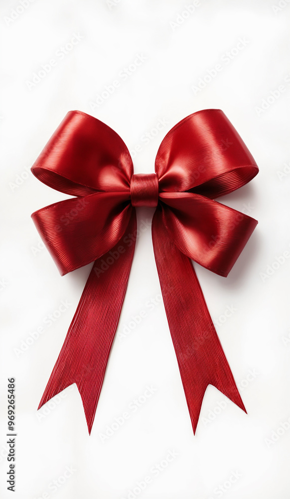 A red Christmas ribbon and bow isolated on a white background. A red Christmas ribbon and bow isolated on a white background.