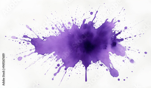 Purple watercolor splash on whit