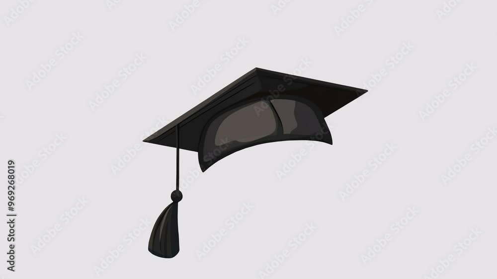 Graduation cap graphic animation. Alpha channel. Transparent background ...