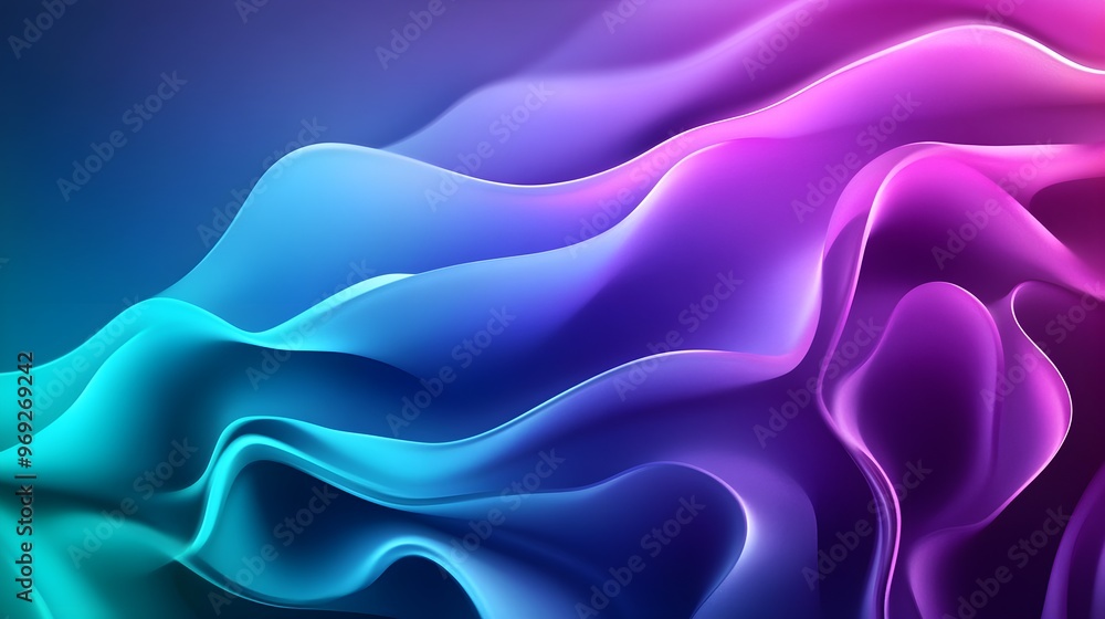 Fototapeta premium Abstract composition with smooth circular layers, soft gradient background blending from light purple to teal, futuristic and serene vibe
