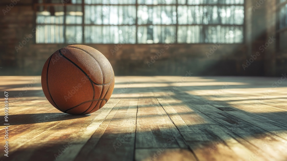 Basketball sitting on a well-maintained court with wooden floorboards, symbolizing sportsmanship and fitness training. Basketball sitting on a well-maintained court with wooden floorboards, symbolizing sportsmanship and fitness training.