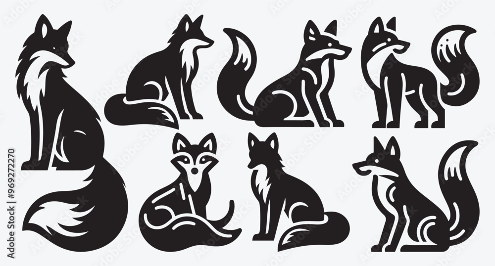 Fox Logo Silhouette Bundle Clip Art Vector Illustration Fox Logo Silhouette Bundle Clip Art Vector Illustration