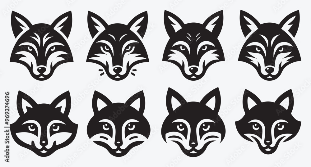 Obraz premium Fox Logo Silhouette Bundle Clip Art Vector Illustration 