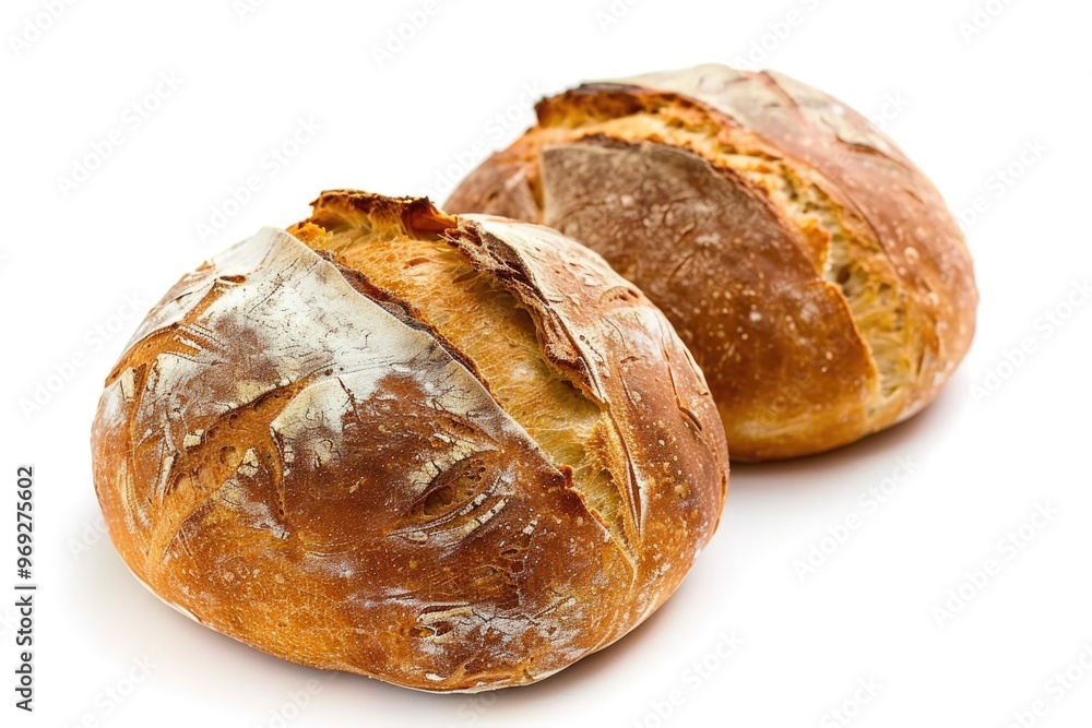 Two bread slices sit on a clean white surface Two bread slices sit on a clean white surface
