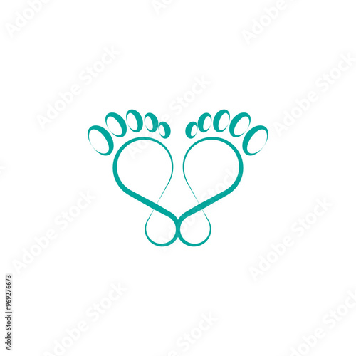 foot icon shape with love shape logo design illustration