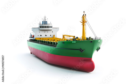 View of a Colorful Cargo Ship on a White background