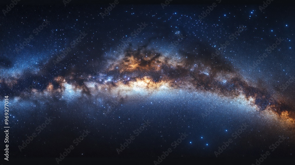 Stunning view of a galaxy filled with stars and cosmic clouds. Stunning view of a galaxy filled with stars and cosmic clouds.