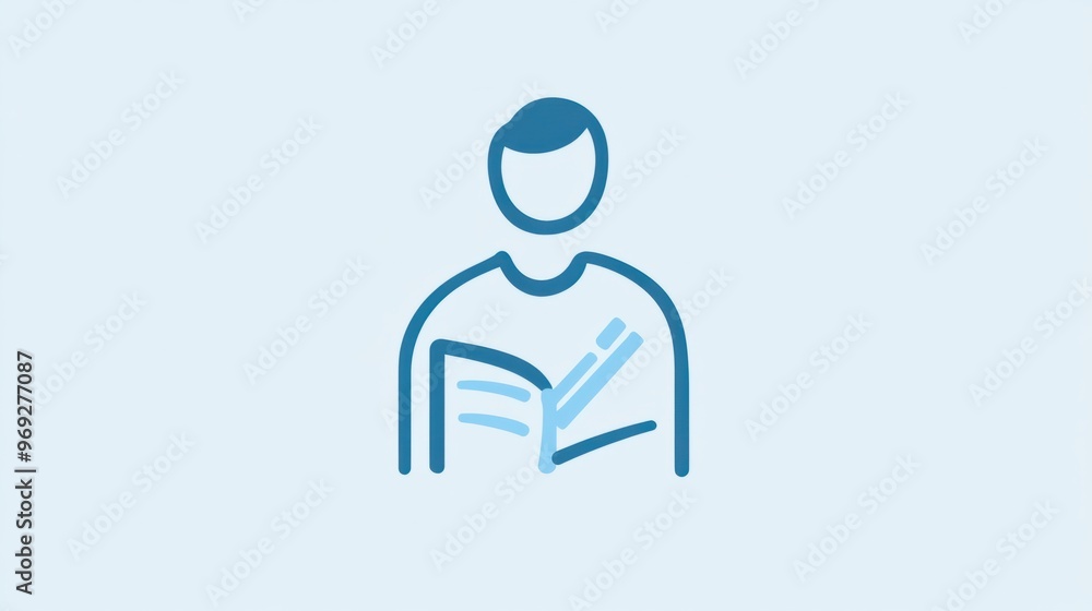 A person icon with a medical chart, representing healthcare, diagnosis, or medical research in a clean, professional style.