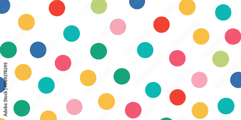 a pattern of colorful polka dots on a white background. The dots are evenly spaced and come in various colors, including blue, green, red, pink, yellow, and orange a pattern of colorful polka dots on a white background. The dots are evenly spaced and come in various colors, including blue, green, red, pink, yellow, and orange