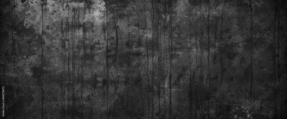 Fototapeta premium Textured black grunge background. Black concrete stone surface texture. Real smudge black chalkboard texture in classroom school college concept kid dust map blackboard background. 