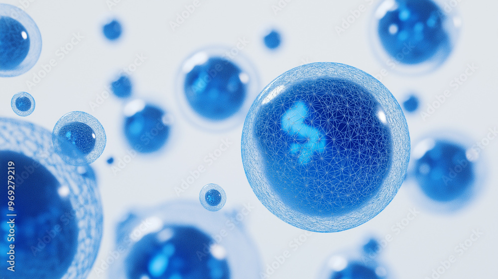 Multiple spherical objects with a blue hue, exhibiting a mesh-like texture. They are suspended in mid-air, with some appearing closer to the viewer and others blurred out, creating a depth effect.
Multiple spherical objects with a blue hue, exhibiting a mesh-like texture. They are suspended in mid-air, with some appearing closer to the viewer and others blurred out, creating a depth effect.