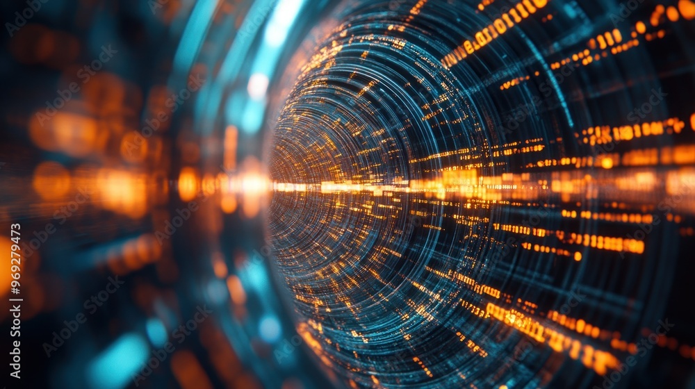 Abstract representation of a digital vortex with glowing data streams. Abstract representation of a digital vortex with glowing data streams.