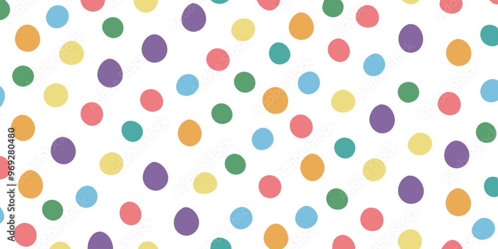 a pattern of colorful polka dots on a white background. The dots are in various colors, including purple, green, yellow, orange, red, and blue. They are evenly distributed across the image a pattern of colorful polka dots on a white background. The dots are in various colors, including purple, green, yellow, orange, red, and blue. They are evenly distributed across the image