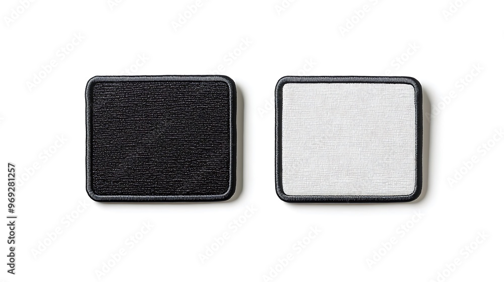 Black and white rectangle embroidered patch mockup Black and white rectangle embroidered patch mockup