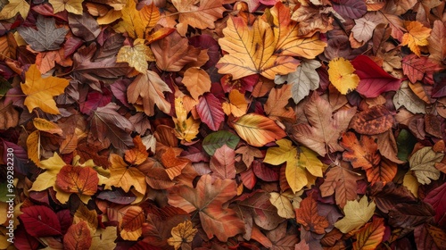 Autumn leaves pattern background top view