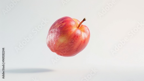 A red apple is seen flying through the air photo