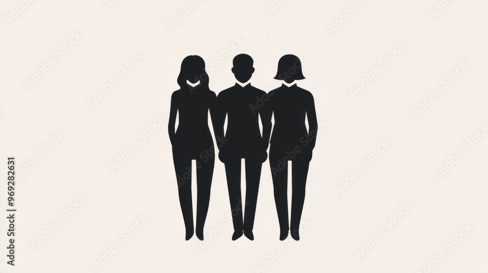 A simple silhouette icon of a group of three people standing side by side, representing teamwork and collaboration. A simple silhouette icon of a group of three people standing side by side, representing teamwork and collaboration.