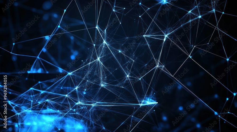 Abstract representation of interconnected nodes and lines, symbolizing technology and data flow. Abstract representation of interconnected nodes and lines, symbolizing technology and data flow.