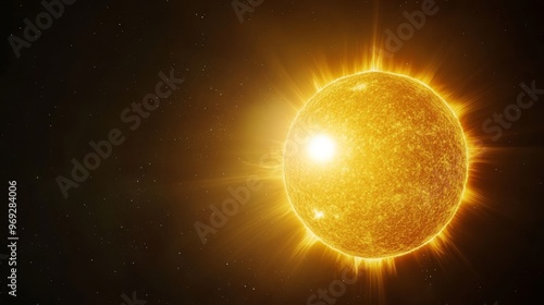 A vivid representation of a solar flare erupting from the sun, illustrating its intense energy and potential to cause geomagnetic storms.