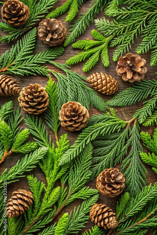Obraz premium Branches of pine with cones