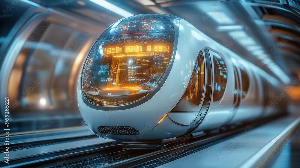 Obraz premium Automated underground transport, futuristic urban system, high-tech design