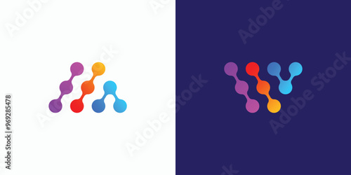 Vector logo design of initials letter M and W technology connection with modern, simple, clean and abstract style. Icon for business, and personal branding.
