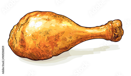 Fried chicken drumstick vector illustration
