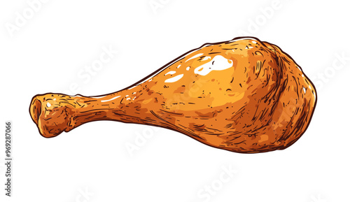 Fried chicken drumstick vector illustration
