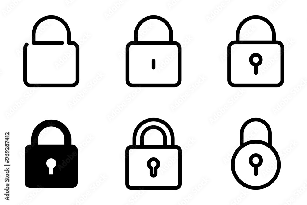 lock, padlock icon symbol vector template collection lock, padlock icon symbol vector template collection