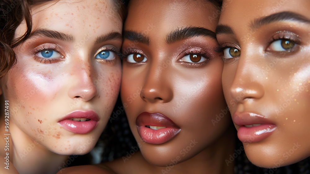Beauty and Diversity Concept, Women with Makeup, Group Beauty and Diversity Concept, Women with Makeup, Group