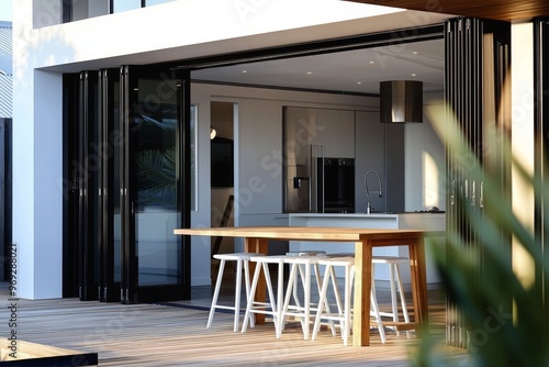 With triple glass sliding doors, you can entertain outdoors in the sunshine