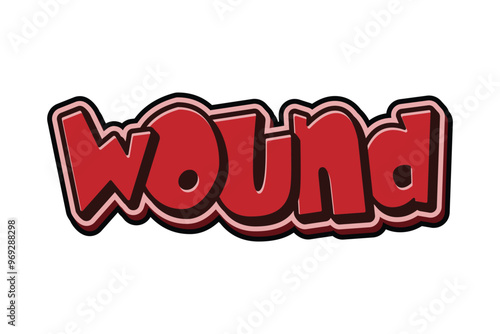 elegant design 3d text effect word "wound"