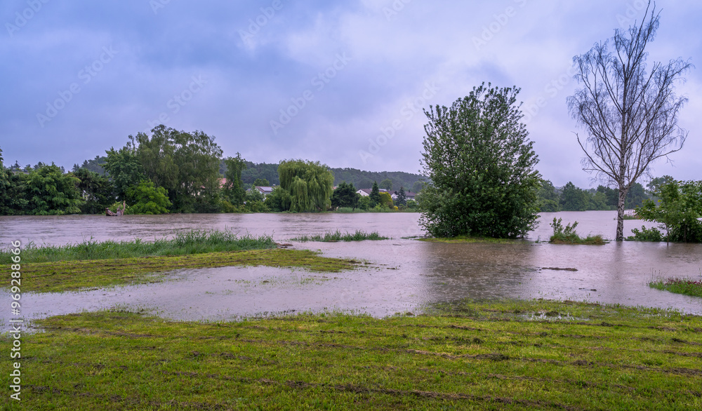 Flooded landscape in Schrobenhausen