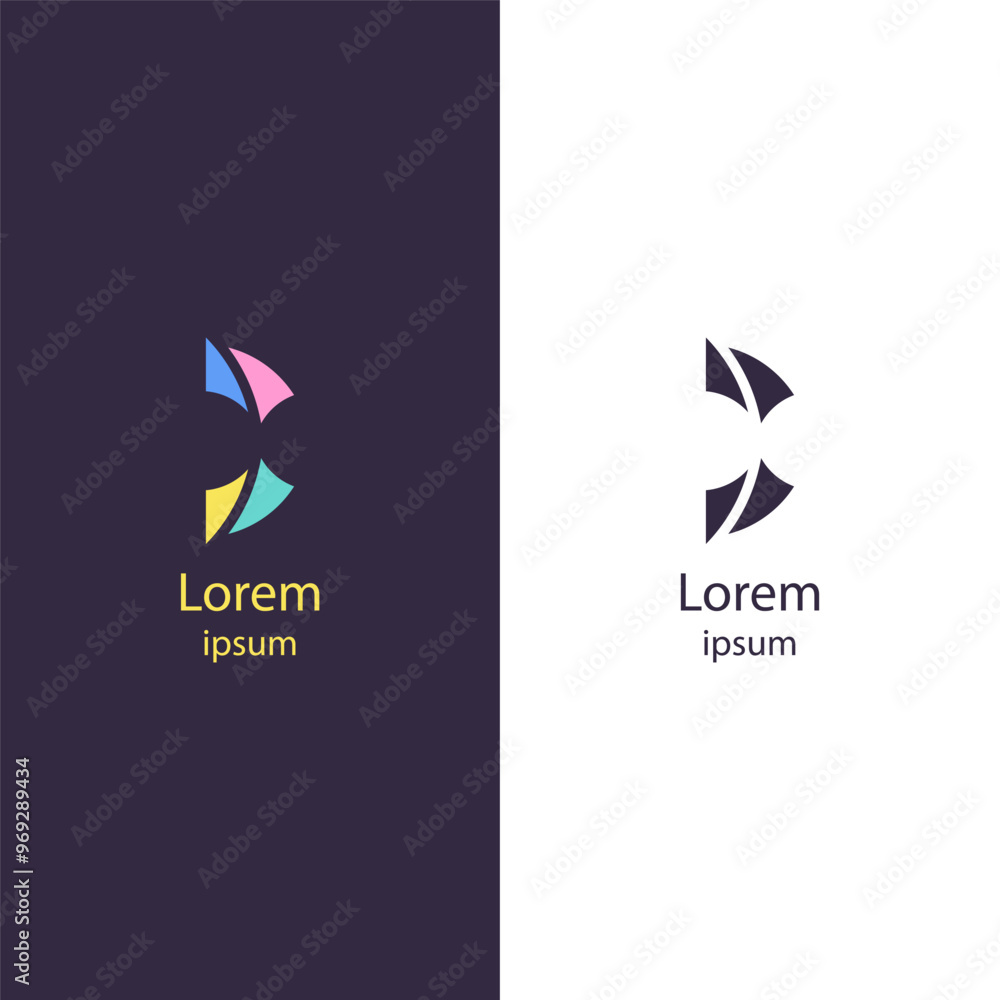 Obraz premium Abstract, modern logo with dynamic shapes and clean lines. Ideal for branding, technology firms, creative design agencies, marketing companies, and startups looking for a sleek, contemporary look.