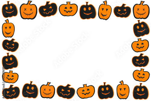 Happy halloween pumpkin smile make from paper cut on white background, Decorative Halloween concept