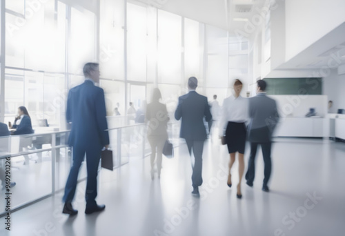 blurred Silhouette of business people in office, meeting room, building, lobby. blurred background. concept. 