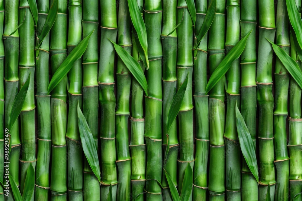 Close-up shot of multiple green bamboo stalks, ideal for use in nature, garden, or botanical illustrations Close-up shot of multiple green bamboo stalks, ideal for use in nature, garden, or botanical illustrations