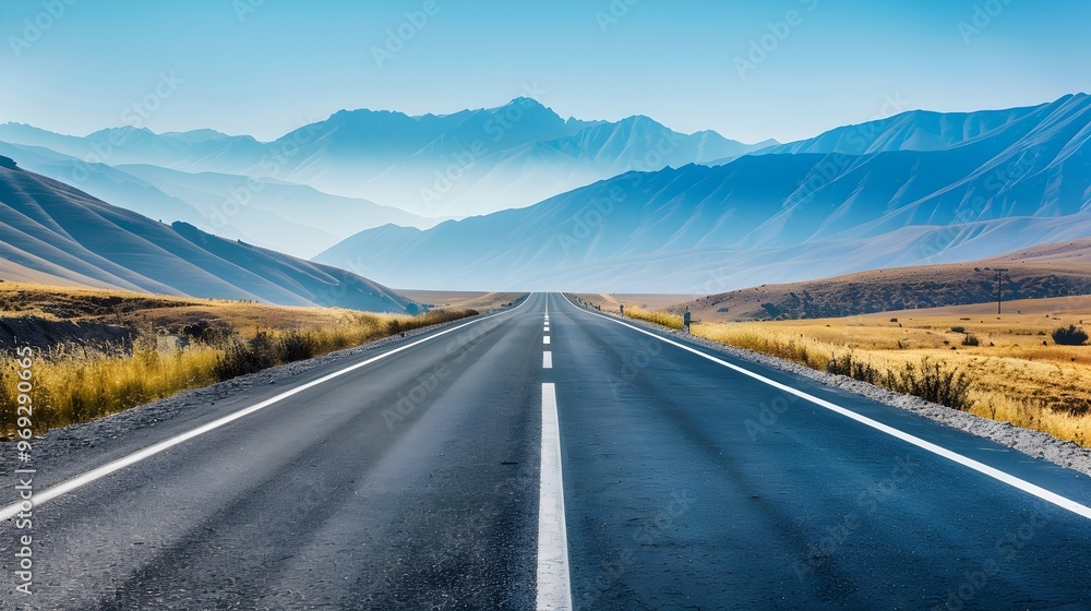 Road Less Travelled, One way highway road towards distant mountains, blue sky, motivation banner, persistence, mind set, HD, Wallpaper, distance Road Less Travelled, One way highway road towards distant mountains, blue sky, motivation banner, persistence, mind set, HD, Wallpaper, distance