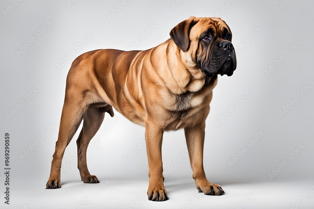 Bullmastiff dog on white background, Ai Generated Bullmastiff dog on white background, Ai Generated