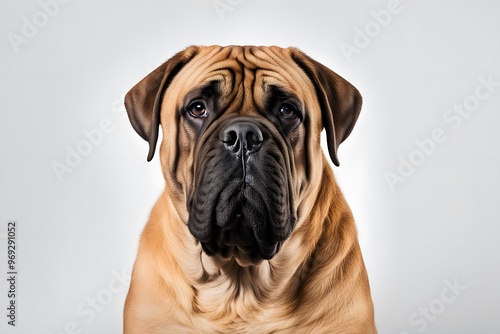 Bullmastiff dog on white background, Ai Generated