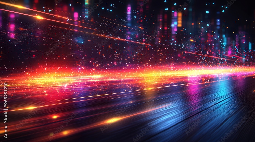 Dive into a futuristic realm of abstract artistry with Chromatic Convergence, a kaleidoscopic vortex of vibrant colors and dynamic shapes.