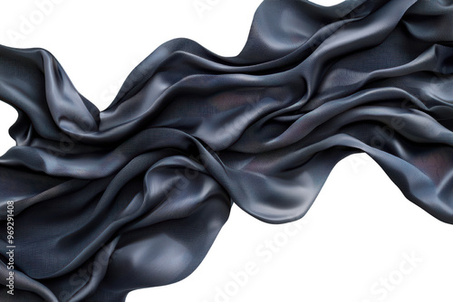 Elegant flowing black silk fabric, creating luxurious and smooth waves. High-quality textile image perfect for backgrounds, fashion, and design concepts. photo