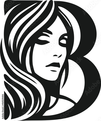 b Beauty woman line art luxury creative flower beauty skin care minimalist logo design