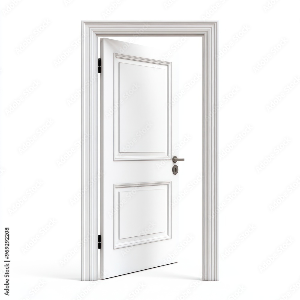 Elegant white door with frame Elegant white door with frame
