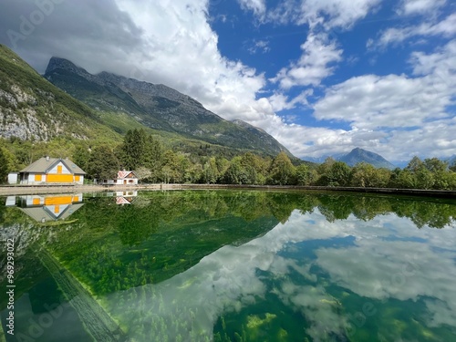 Small reservoir Plužna or Pluzensko lake, stream Gljun (Bovec, Slovenia) - Kleiner Stausee Pluzna, Bach Glijun (Bovec, Slowenien) - Akumulacijsko jezero Plužna or Plužensko jezero (Slovenija) photo