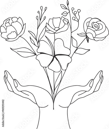 Beauty woman line art luxury creative flower beauty skin care minimalist logo design