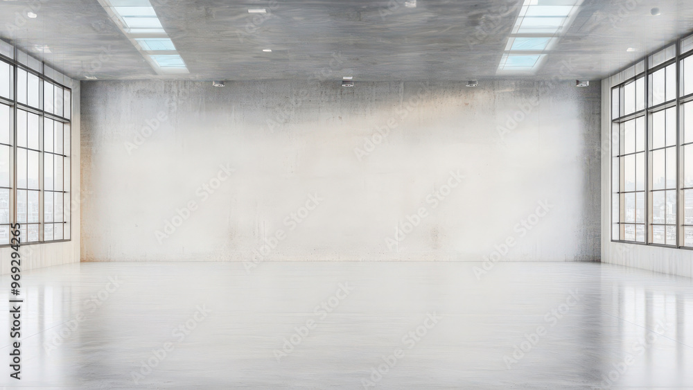 Minimalist Loft Interior with Concrete Walls and Large Windows Minimalist Loft Interior with Concrete Walls and Large Windows