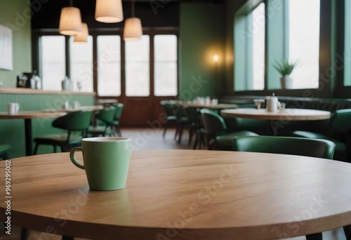 Latte Art in a Cozy Café Atmosphere photo