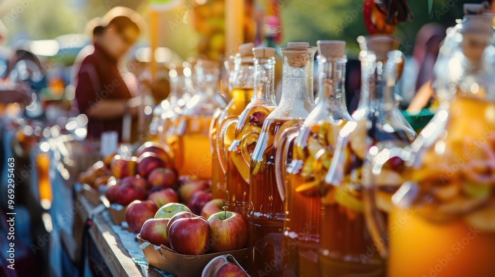 Fresh apple juice cider in glass with apple fruit Fresh apple juice cider in glass with apple fruit