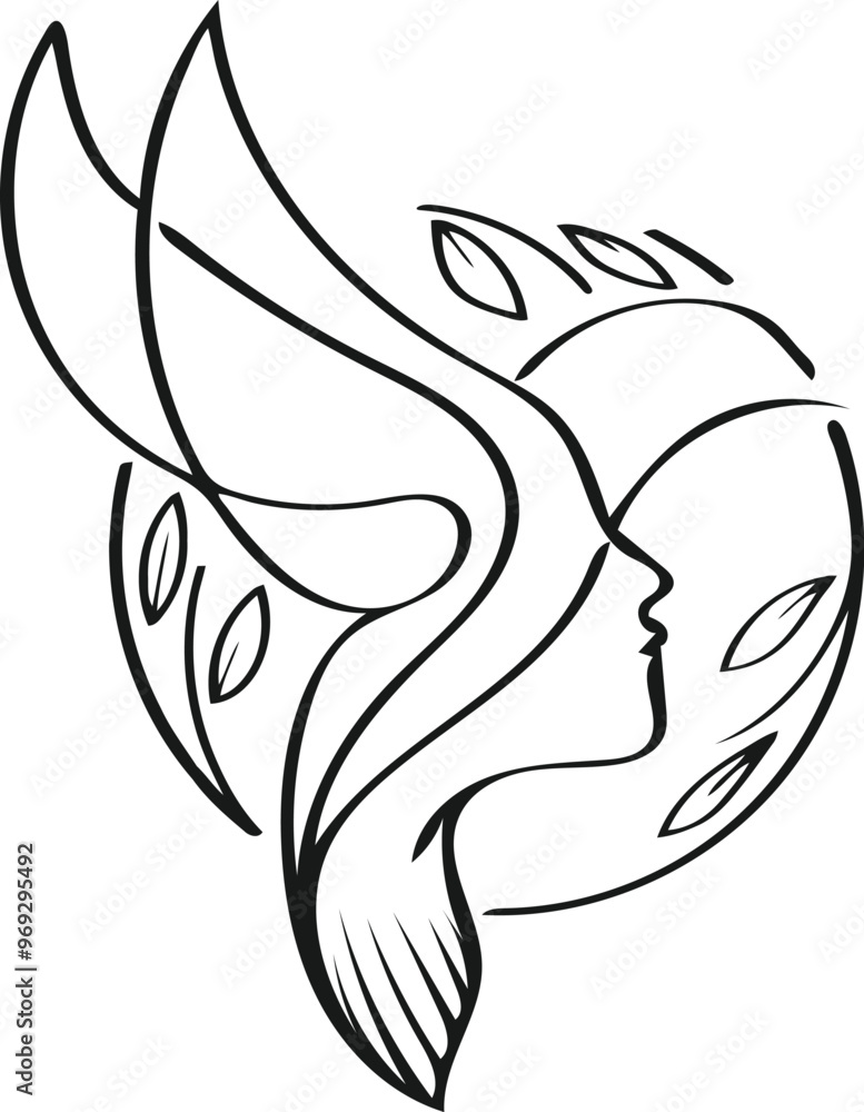 Obraz premium Beauty woman line art luxury creative flower beauty skin care minimalist logo design